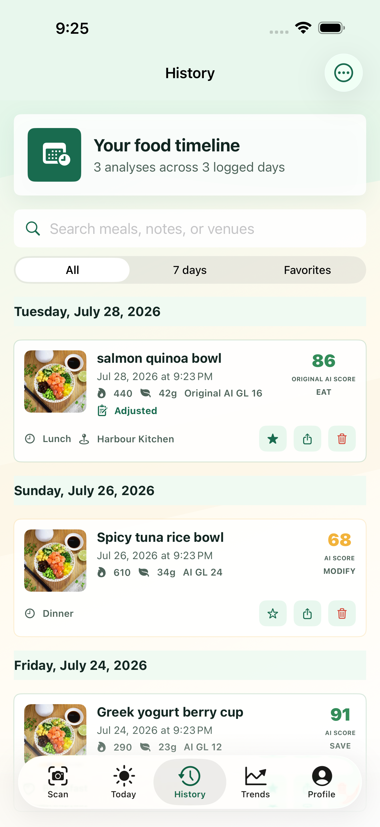 AskFork History showing adjusted values and original AI provenance.